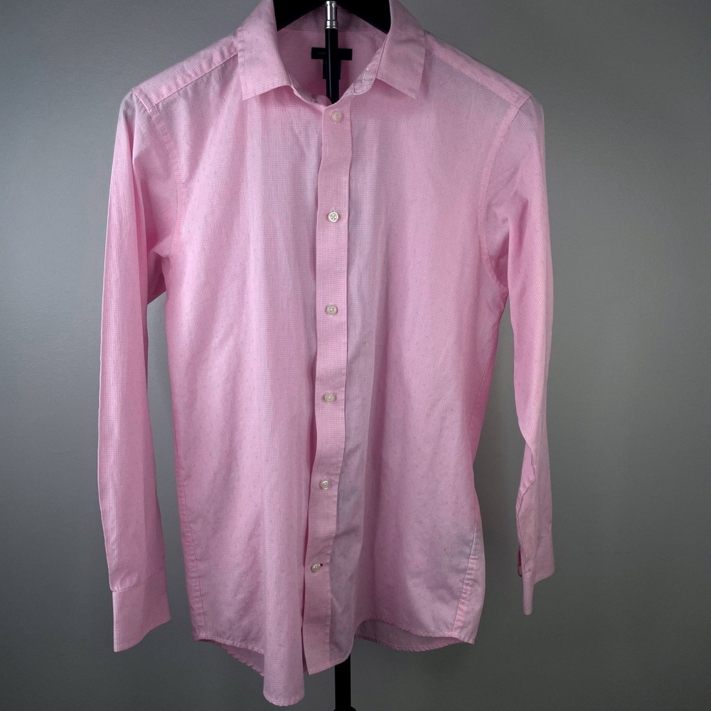 Tommy Hilfiger Boys Pink Gingham Button Down Shirt Size 18 T871019 Long Sleeve